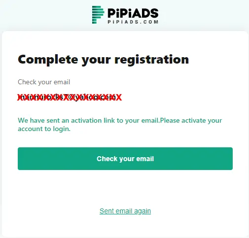 Registered for PiPiADS Free Trial