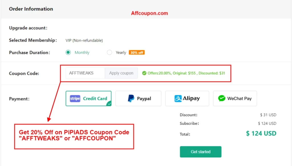 Savings with PiPiADS Coupon Code