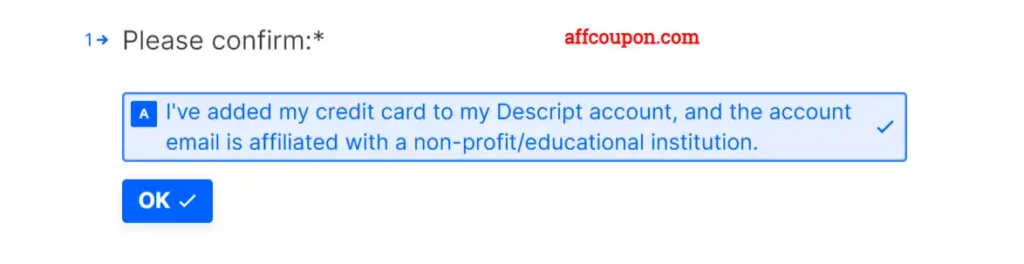 descript student discount form